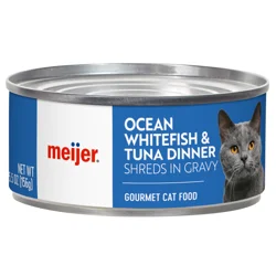 Meijer Gourmet Cat Food, Ocean Whitefish & Tuna Shreds, 5.5 Oz
