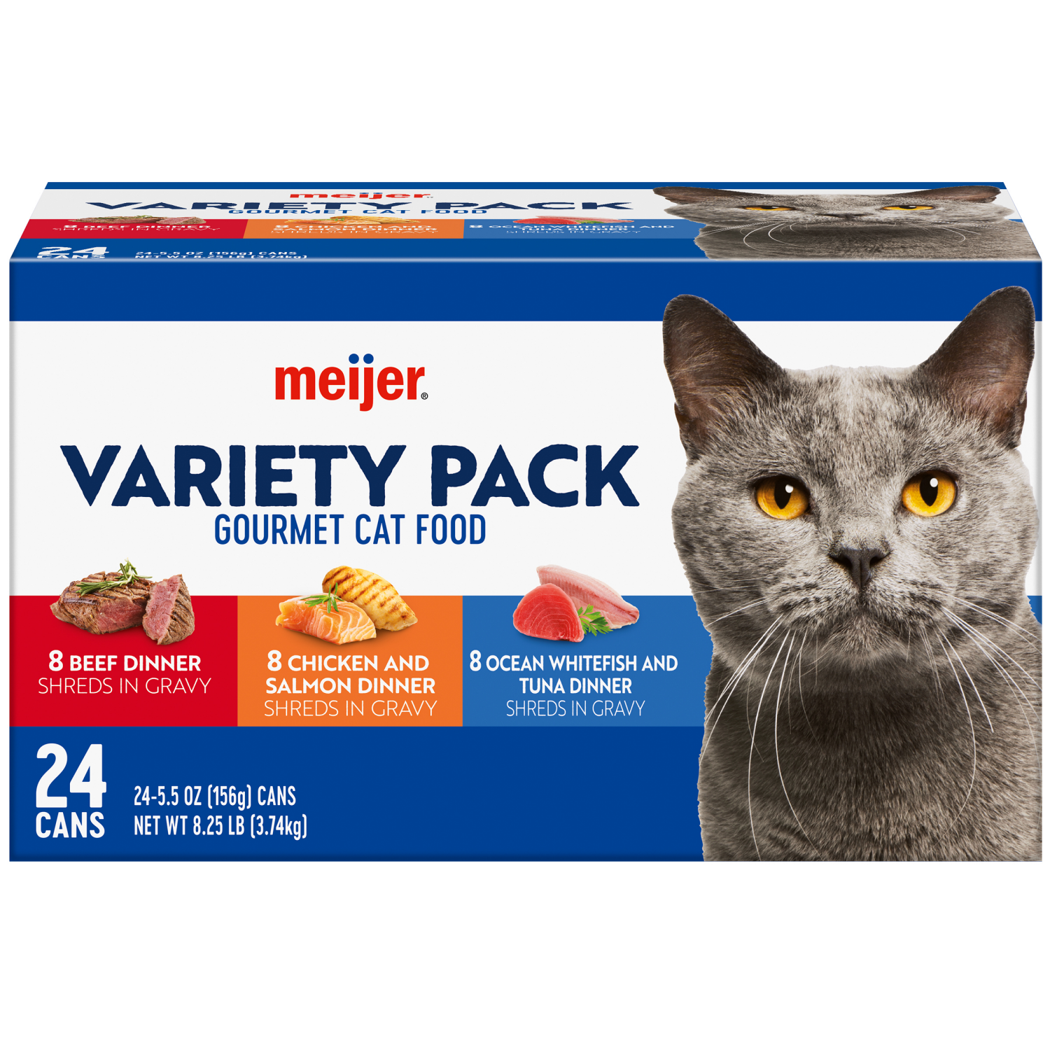 slide 3 of 8, Meijer Wet Cat Shreds Variety Pack 24 cans 5.5oz, 24 cans, 5.5 oz