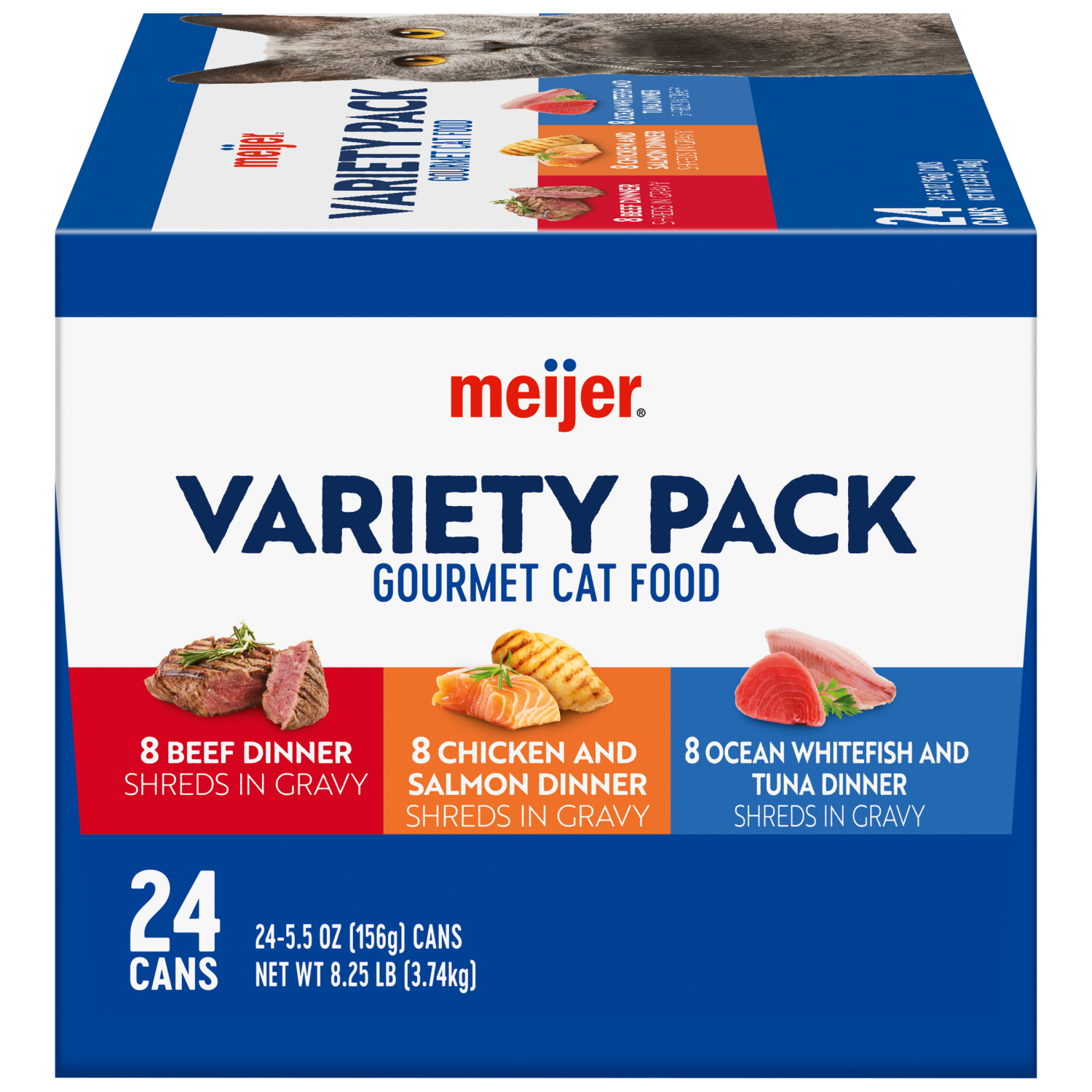 slide 4 of 8, Meijer Wet Cat Shreds Variety Pack 24 cans 5.5oz, 24 cans, 5.5 oz