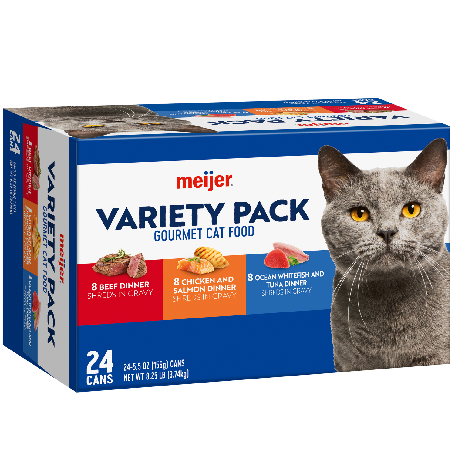 slide 6 of 8, Meijer Wet Cat Shreds Variety Pack 24 cans 5.5oz, 24 cans, 5.5 oz