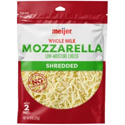 Meijer Shredded Whole Milk Mozzarella Cheese, 8 Oz