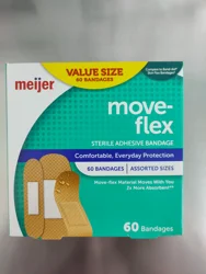 Meijer Move-Flex Adhesive Bandages, Assorted Sizes, 60 Ct