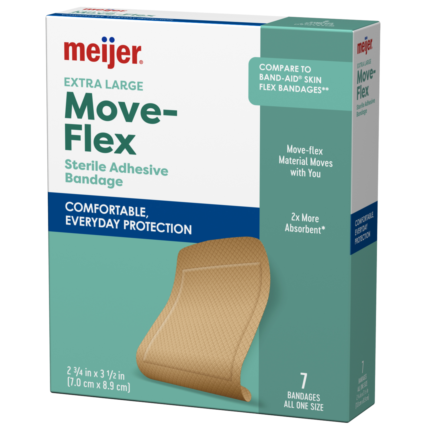 slide 3 of 4, Meijer Move-Flex Adhesive Extra Large Bandages, 7 ct, 7 ct