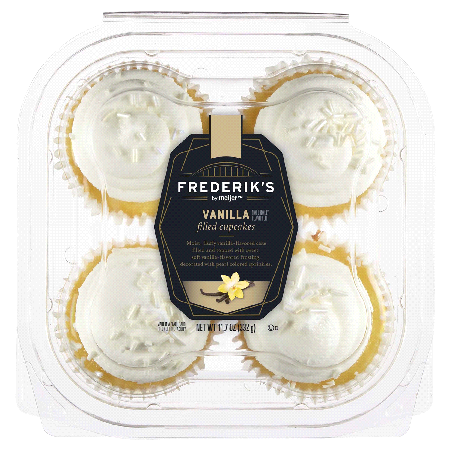slide 1 of 2, Frederik's by Meijer Vanilla Filled Cupcakes- 11.7 oz, 11.7 oz