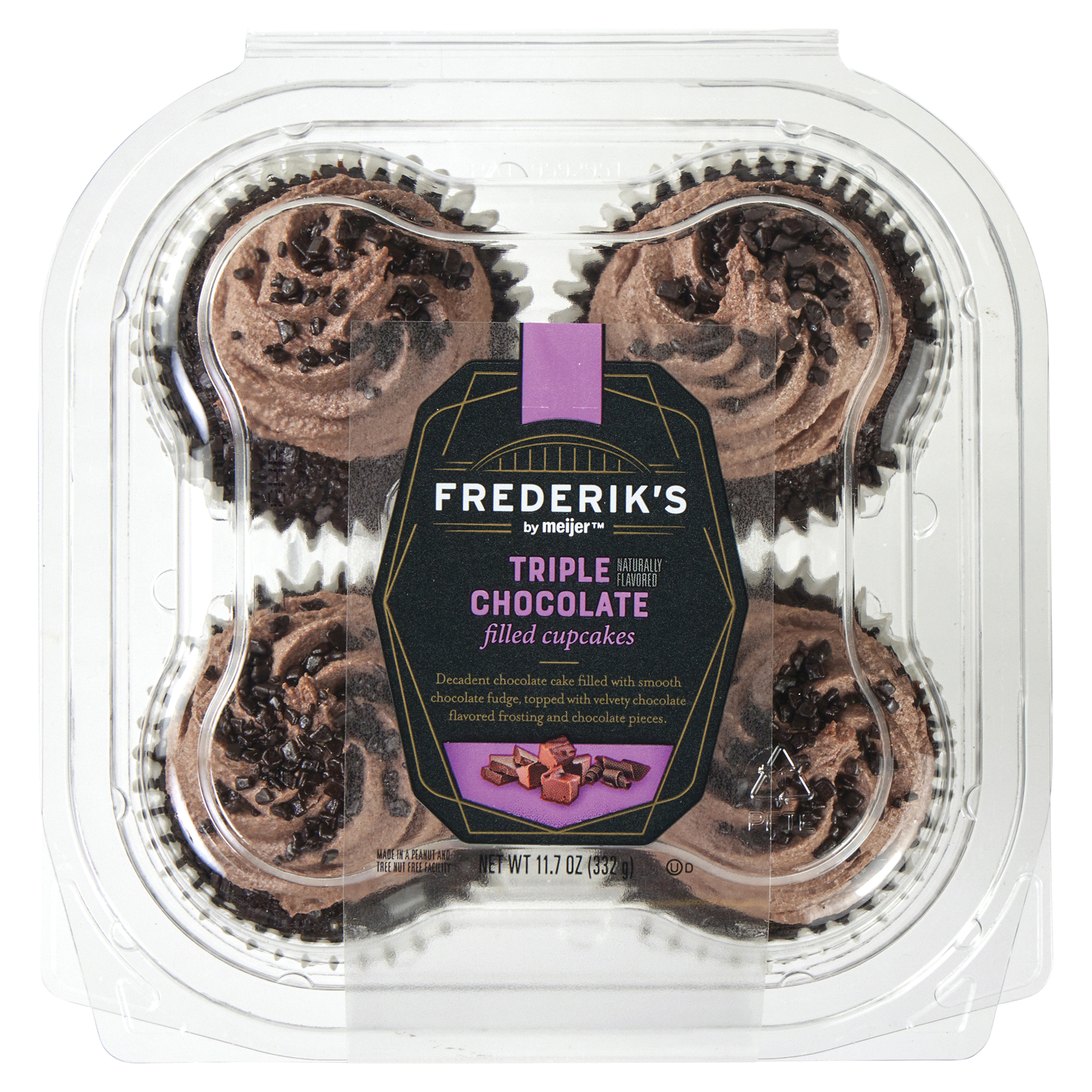 slide 1 of 3, Frederik's by Meijer Triple Chocolate Filled Cupcakes, 11.7 oz, 11.7 oz
