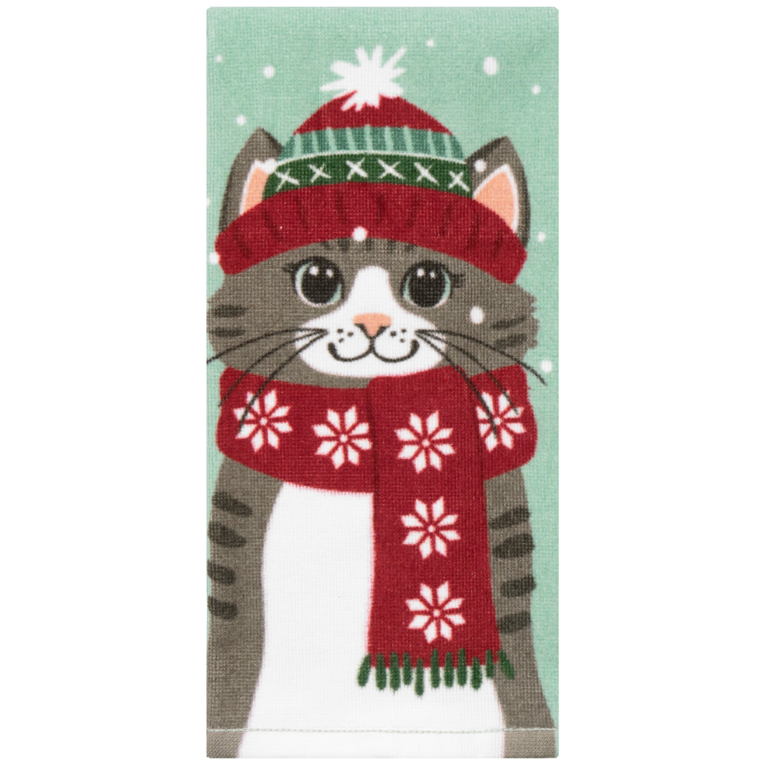 slide 1 of 2, December Home Cozy Christmas Kitty Digital Print Velour Kitchen Towel, 16 In 25 In, MED