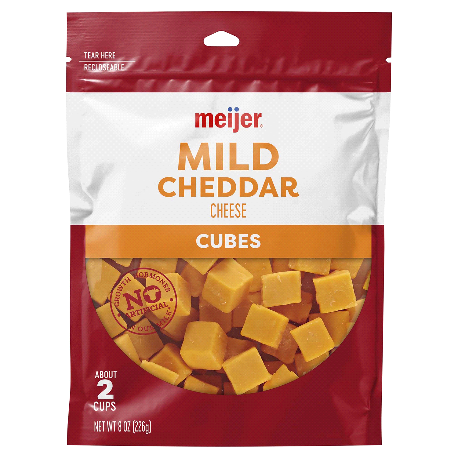 slide 1 of 2, Meijer Cheese Cubes Mild Cheddar 8 Oz, 8 oz