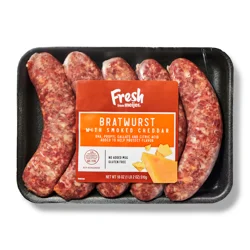 Fresh from Meijer Smoked Cheddar Bratwurst, 18 oz