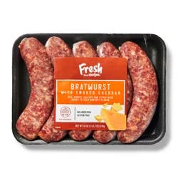 Fresh from Meijer Smoked Cheddar Bratwurst, 18 oz
