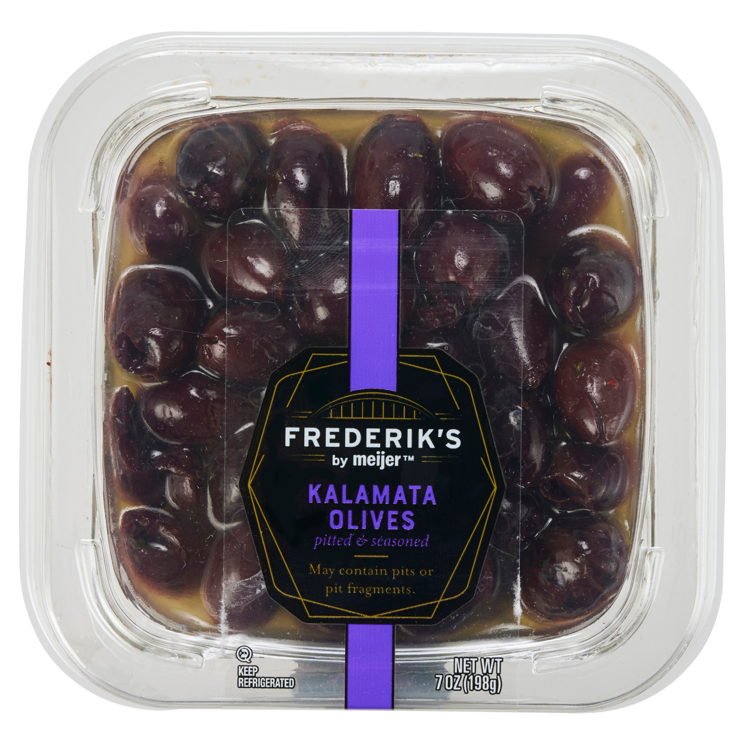 slide 1 of 6, FREDERIKS BY MEIJER Frederik's by Meijer Pitted & Seasoned Kalamata Olives, 7 oz