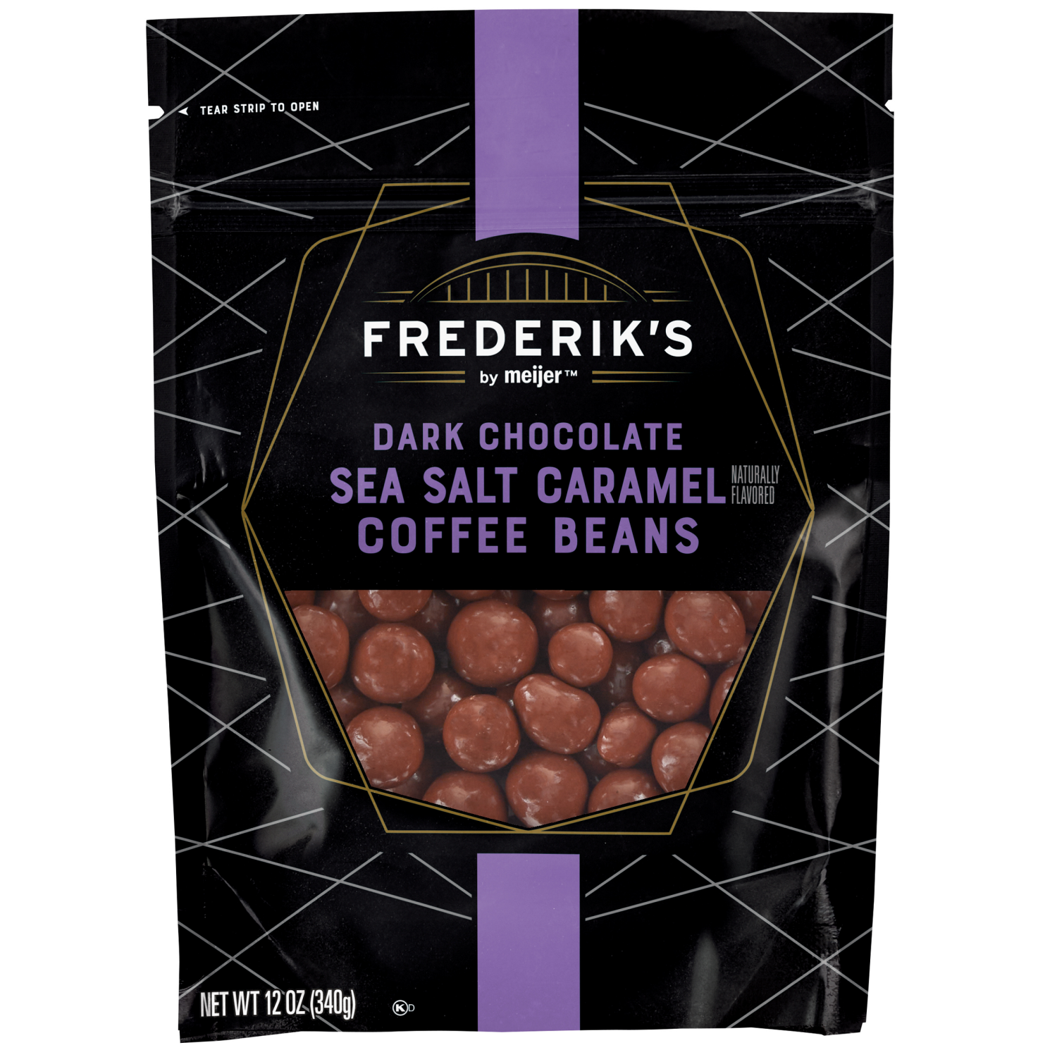 slide 1 of 2, FREDERIKS BY MEIJER Frederik's by Meijer Dark Chocolate Sea Salt Caramel Coffee Beans - 12 oz, 12 oz