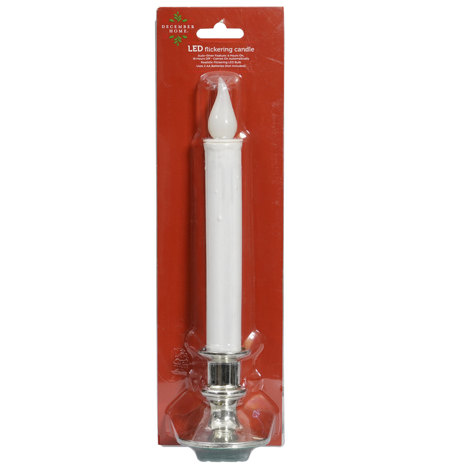 slide 1 of 2, December Home Candle LED Flickering Silver, 1 ct