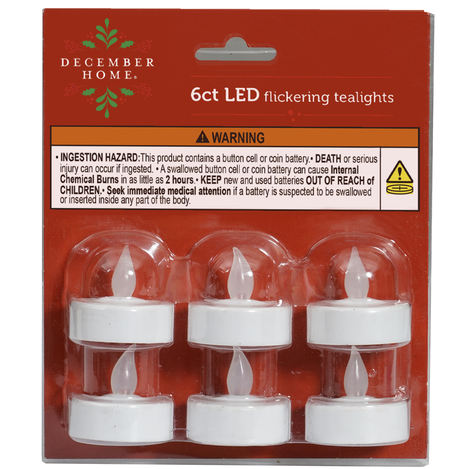 slide 1 of 5, December Home Tealights LED Flickering, 6 ct