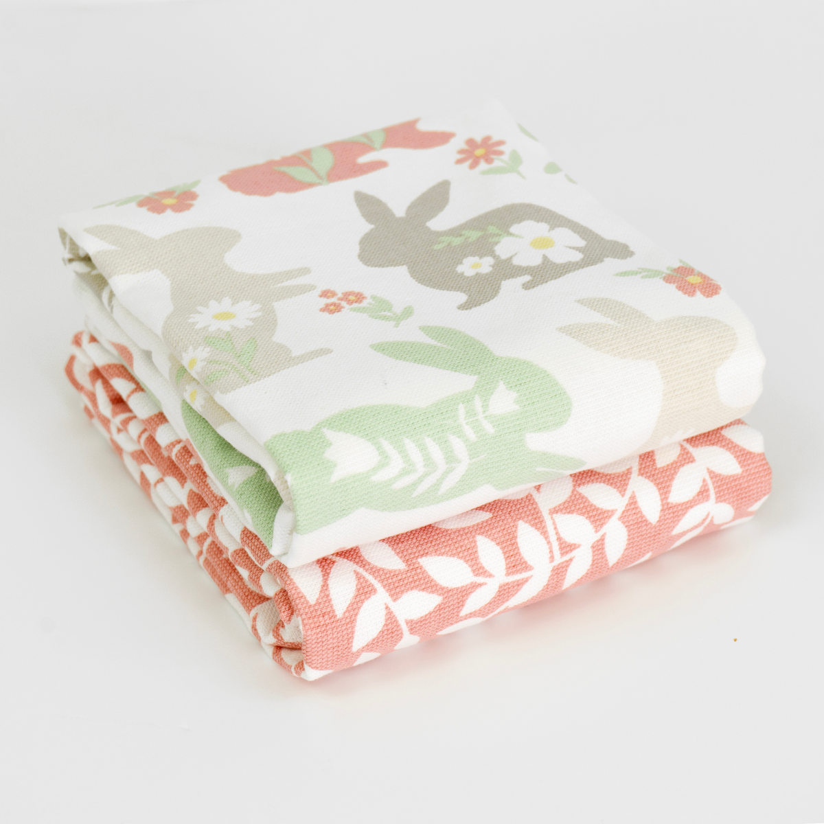 slide 2 of 2, Room & Retreat Seasonal Jumping Bunnies Vines 2pc Kitchen Towel Set, 16 in x 26 in, 2 ct