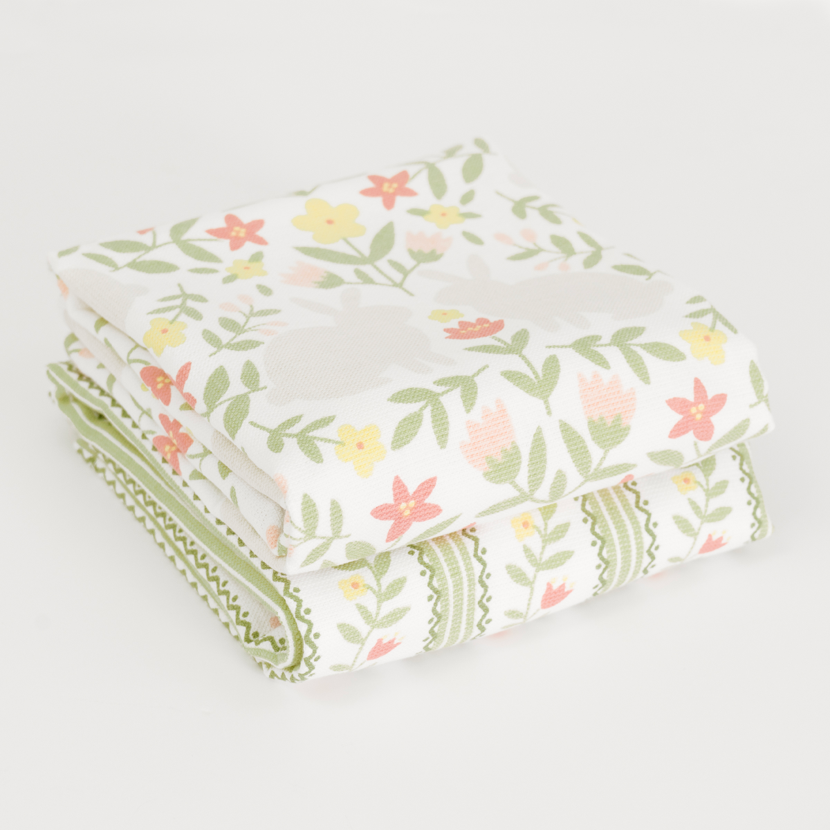 slide 2 of 2, Room & Retreat Seasonal Bunnies Floral Stripe 2pc Kitchen Towel Set, 16 in x 26 in, 2 ct