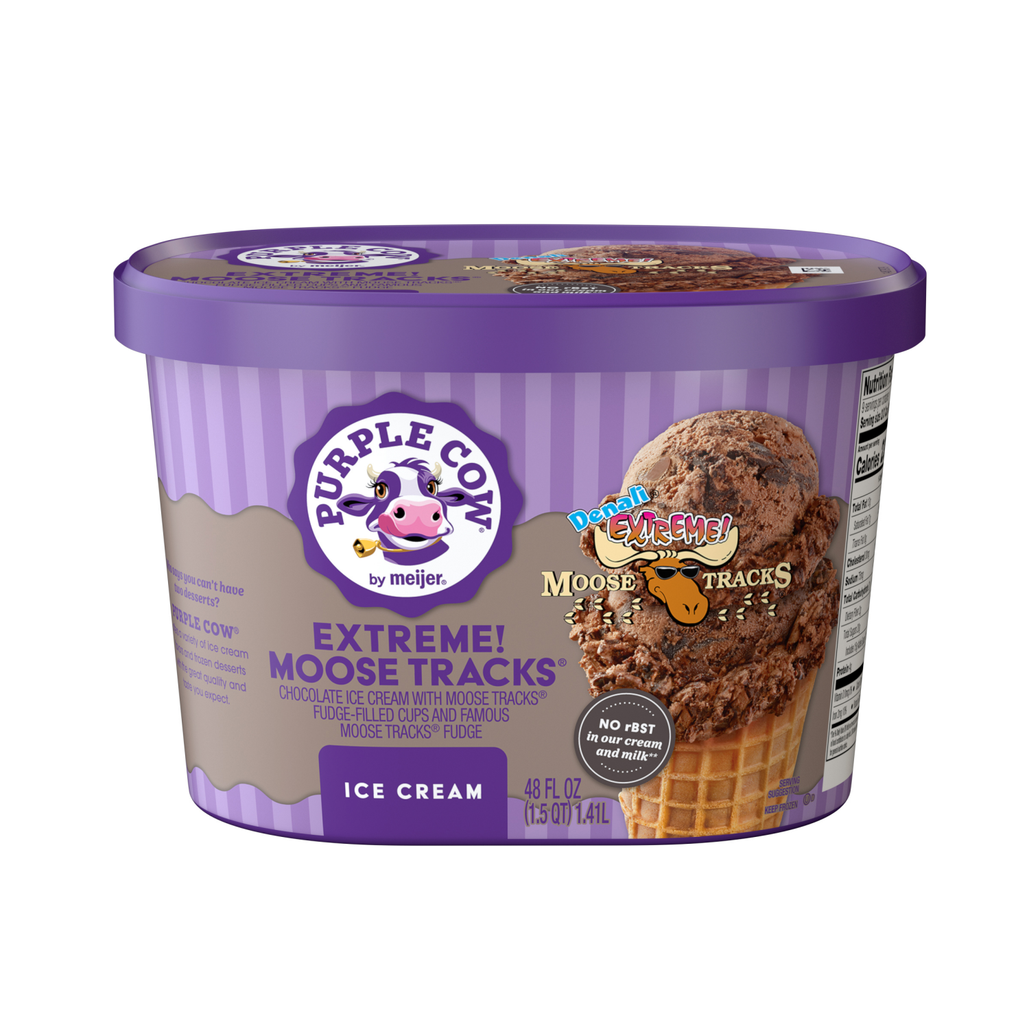 slide 1 of 5, Purple Cow Extra Chocolate Moose Tracks Ice Cream, 1.5 qt
