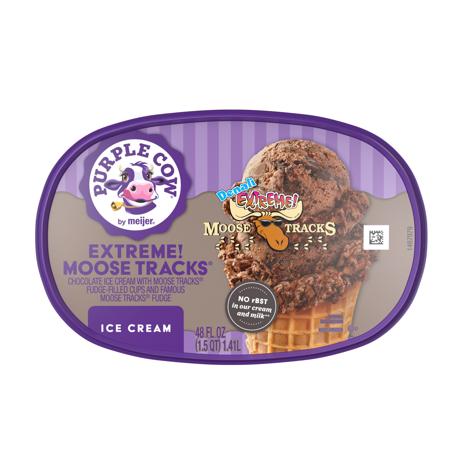slide 5 of 5, Purple Cow Extra Chocolate Moose Tracks Ice Cream, 1.5 qt