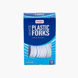 Meijer Plastic Forks, White, 48 Ct
