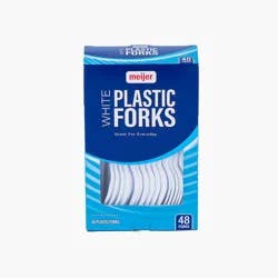Meijer Plastic Forks, White, 48 Ct