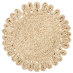 Room & Retreat Seasonal Natural Maize Round Placemat with Floral Edge, 15 in