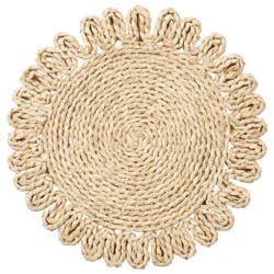 Room & Retreat Seasonal Natural Maize Round Placemat with Floral Edge, 15 in