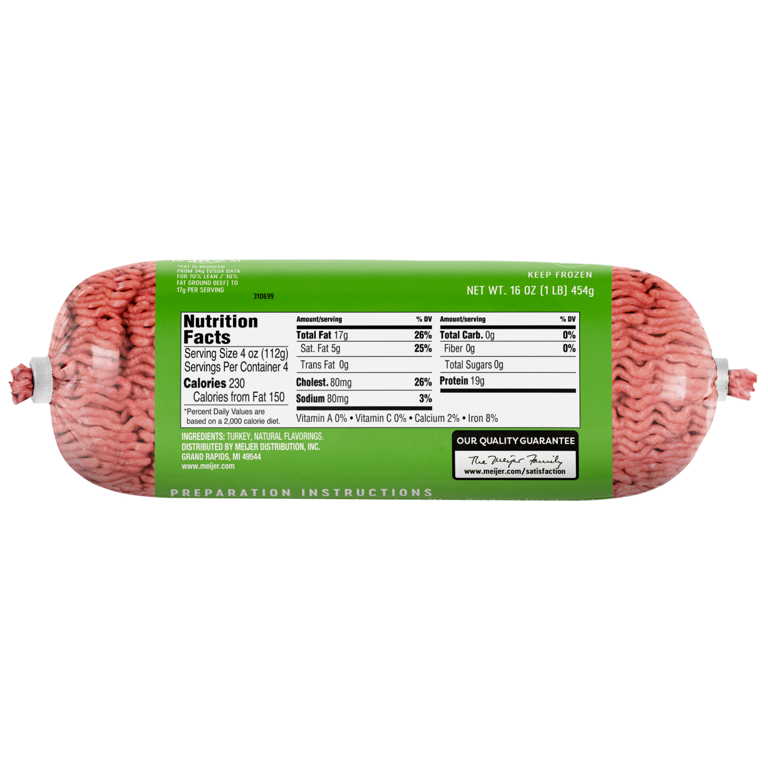 slide 4 of 4, Meijer Turkey Chub Ground 85/15, 16 oz