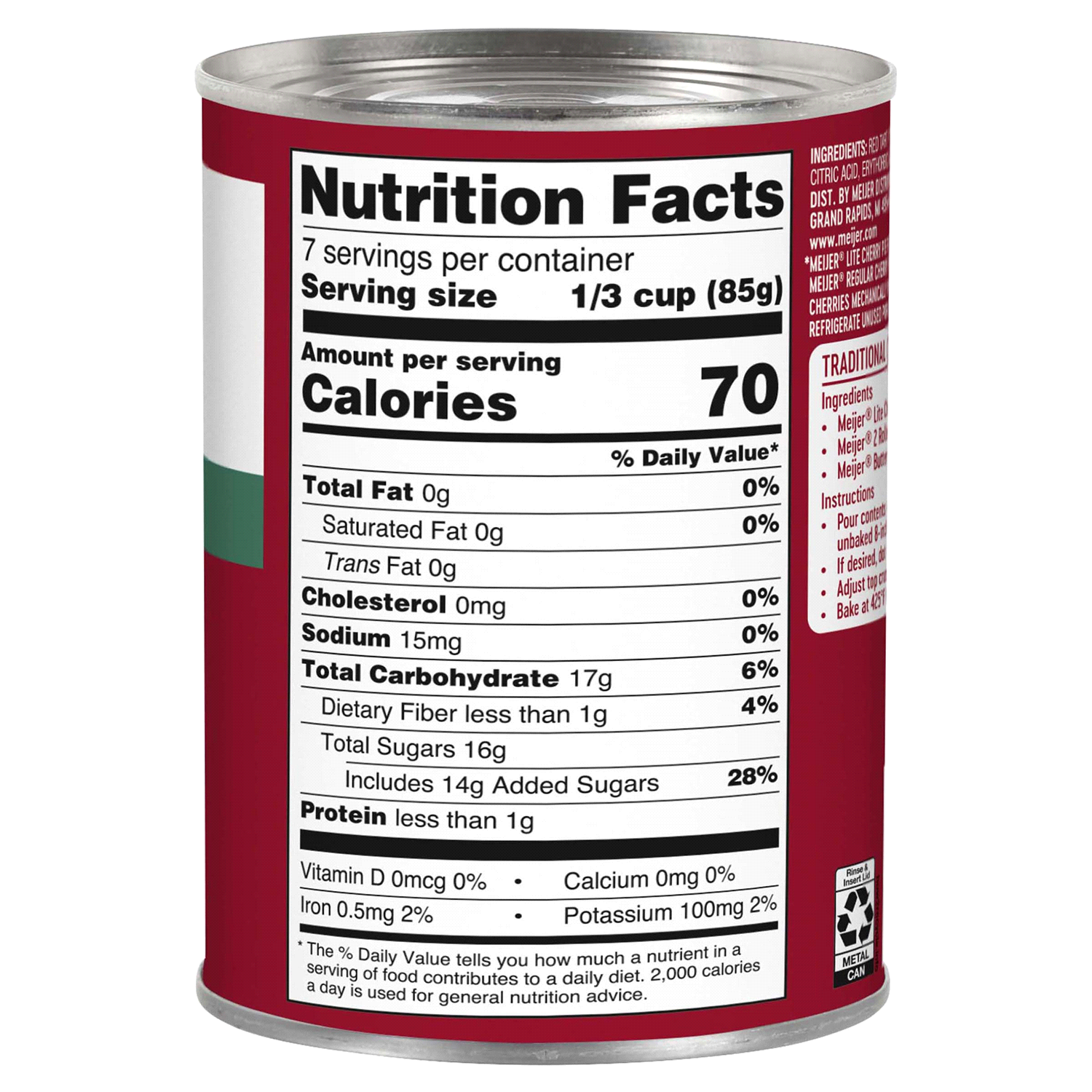 slide 3 of 3, Meijer Lite Cherry Pie Filling, 21 oz