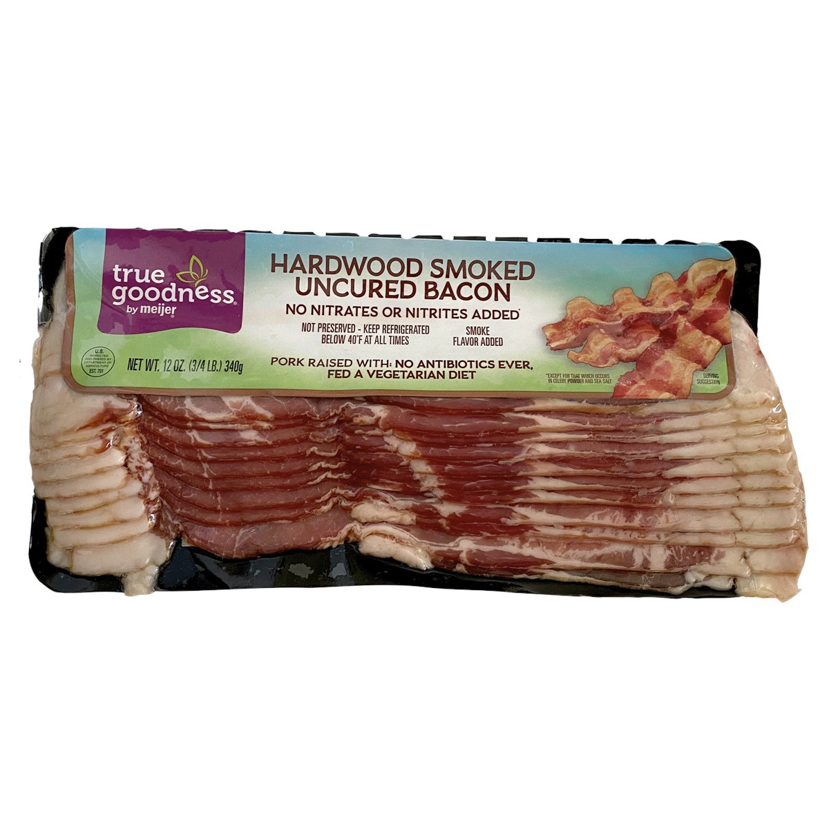 slide 1 of 5, True Goodness Hardwood Smoked Uncured Bacon, 12 oz, 12 oz