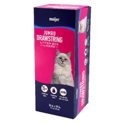 Meijer Jumbo Drawstring Litter Box Liners, 36 In X 19 In, 15 Ct