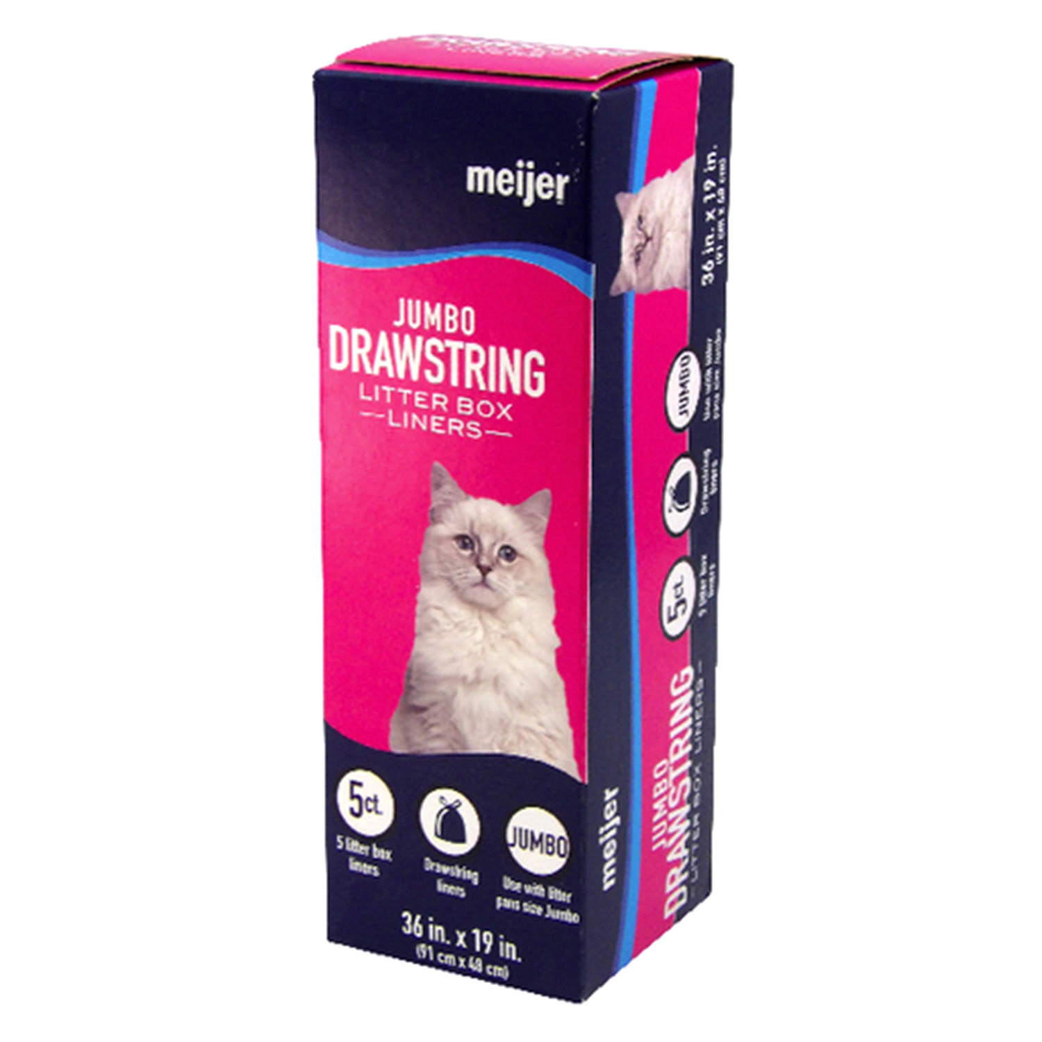 slide 1 of 1, Meijer Drawstring Litter Box Liners, Jumbo, 5 ct