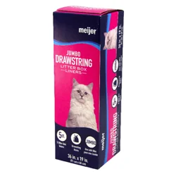 Meijer Drawstring Litter Box Liners, Jumbo, 5 Ct