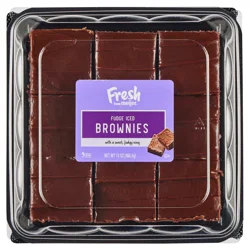 Fresh from Meijer Iced Fudge Brownies, 9 Count