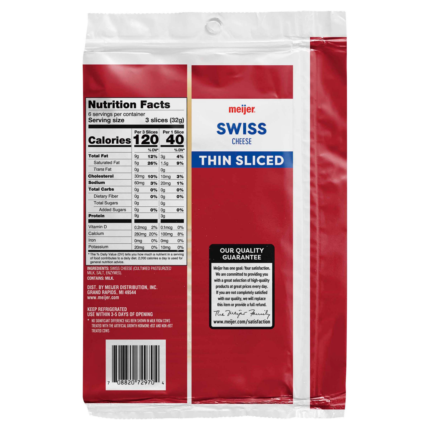 slide 2 of 2, Meijer Thin Cut Sliced Swiss Cheese, 7 oz