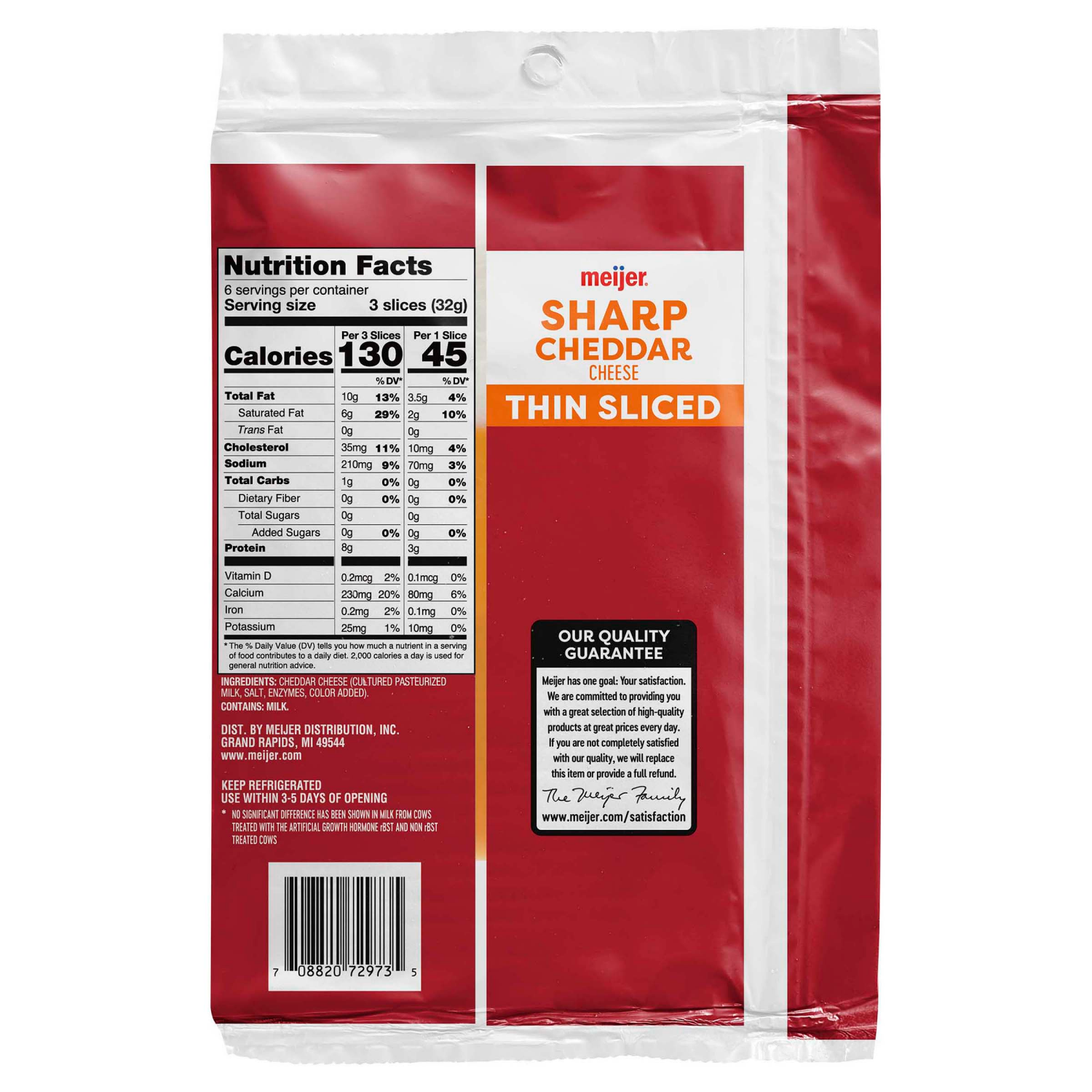 slide 2 of 2, Meijer Thin Cut Sliced Sharp Cheddar Cheese, 6.8 oz