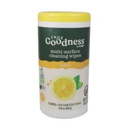 True Goodness Multi-Surface Cleaning Wipes, Lemon Scent, 70 Ct