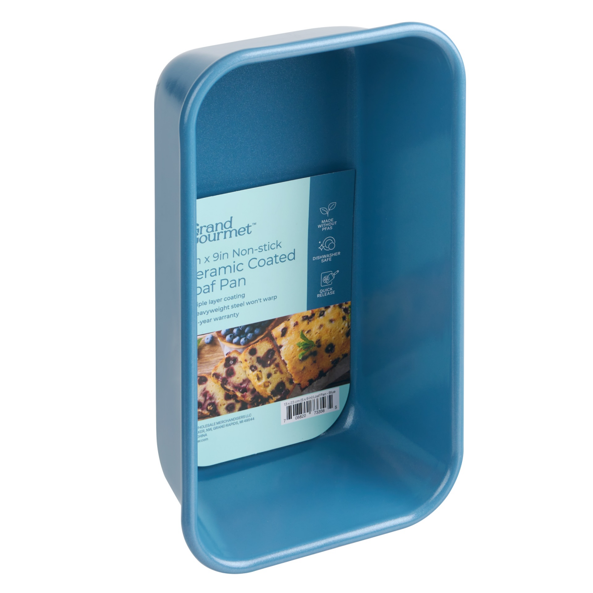 slide 2 of 2, Grand Gourmet Non-Stick Ceramic Coated 5in x 9in Loaf Pan (Light Blue), 5 in