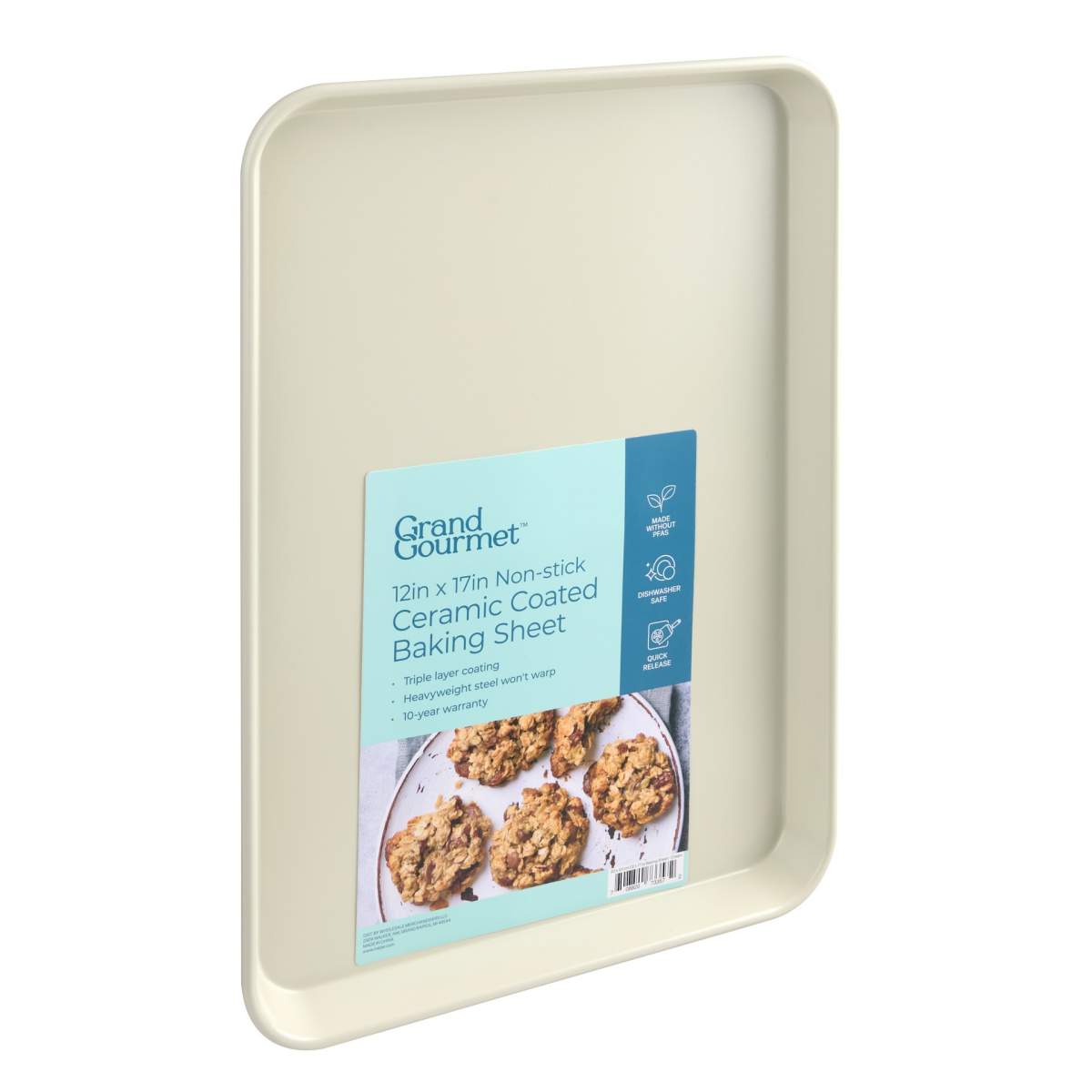 slide 2 of 2, Grand Gourmet Non-Stick Ceramic Coated 11in x 17in Baking Sheet (Cream), 11 in