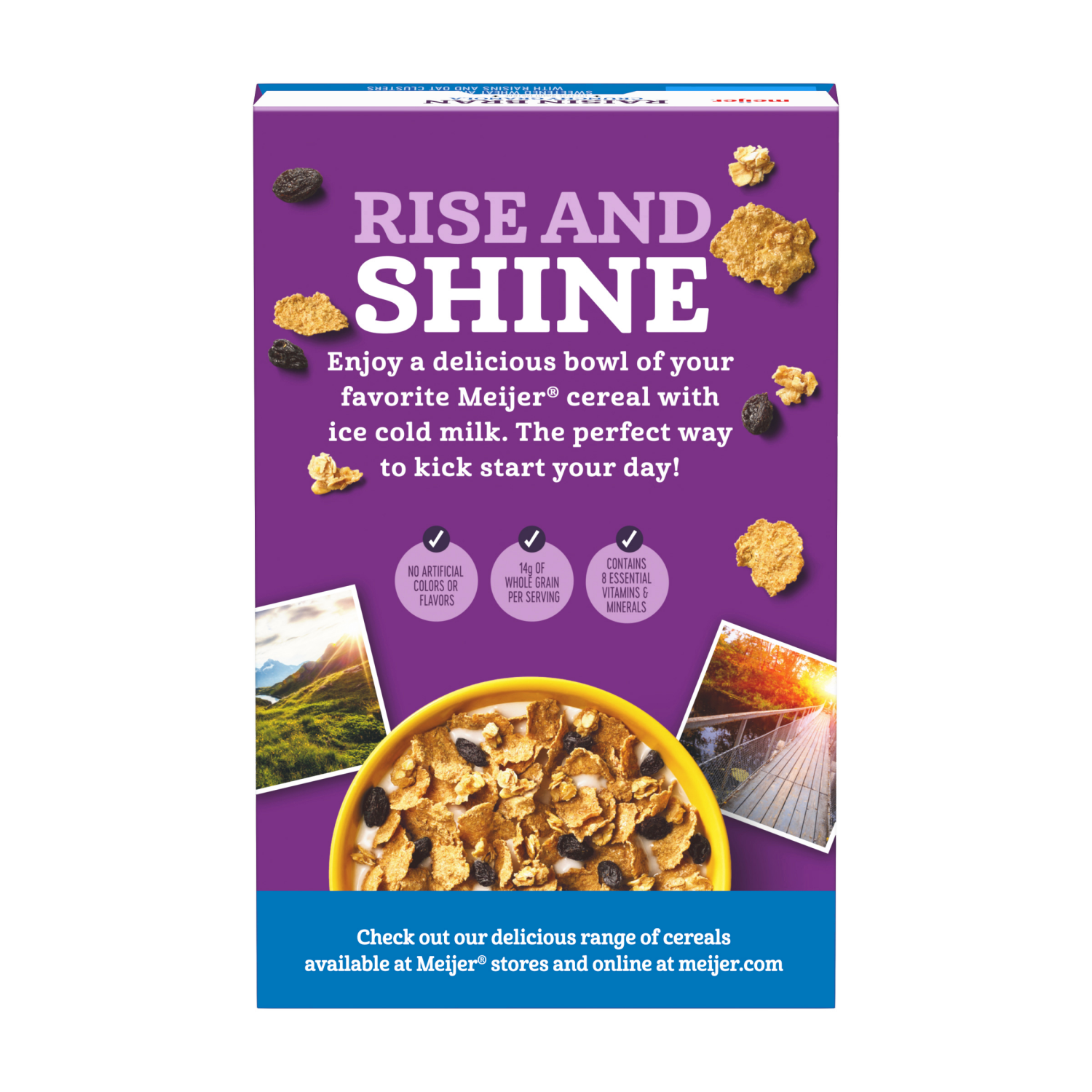 slide 2 of 8, Meijer Crunchy Raisin Bran, 18.2 oz