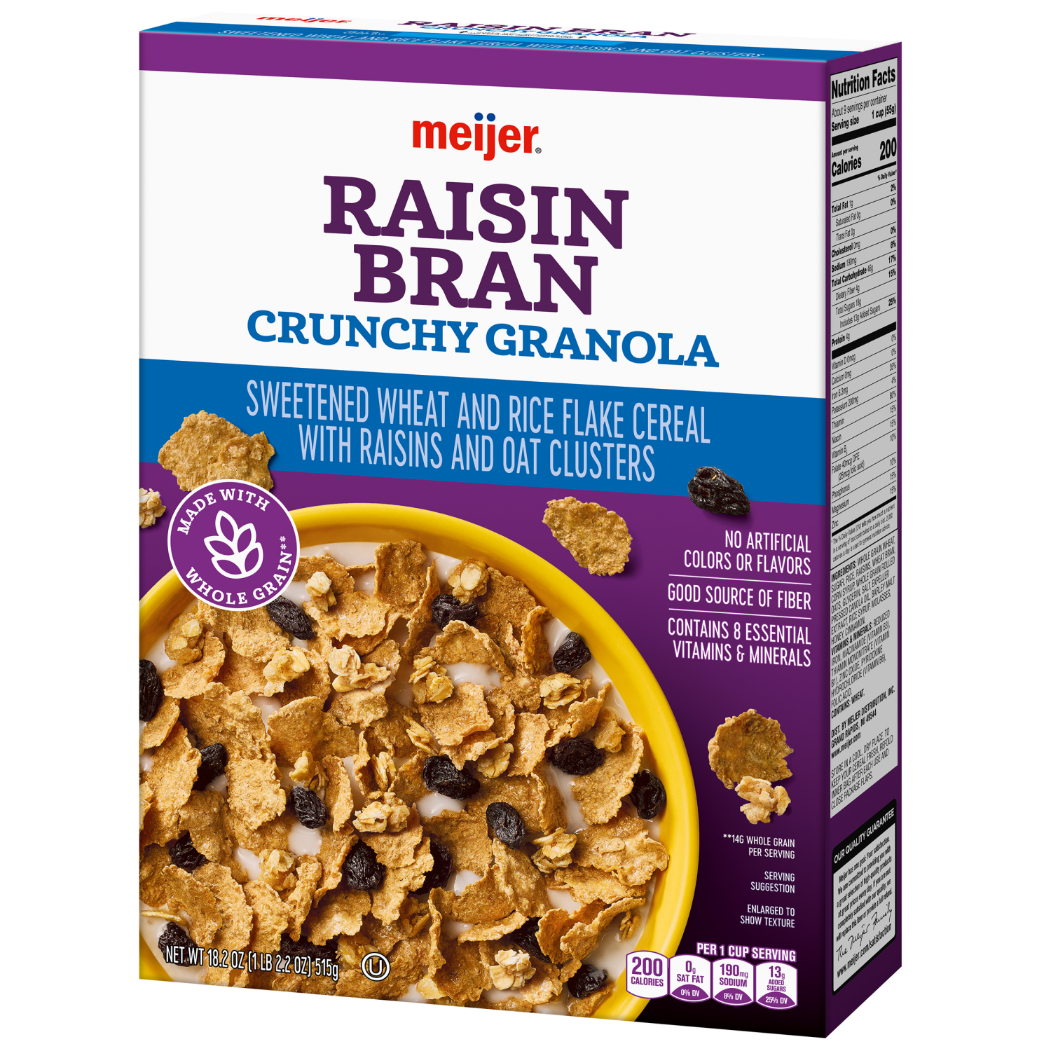 slide 7 of 8, Meijer Crunchy Raisin Bran, 18.2 oz