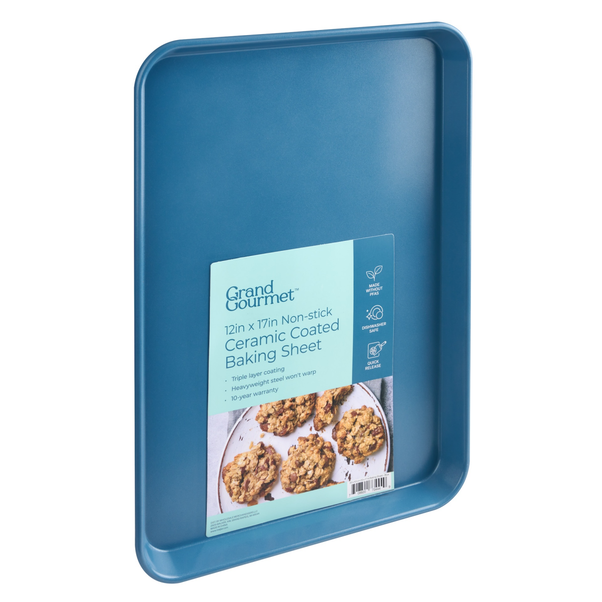 slide 2 of 2, Grand Gourmet Non-Stick Ceramic Coated 11in x 17in Baking Sheet (Light Blue), 11 in