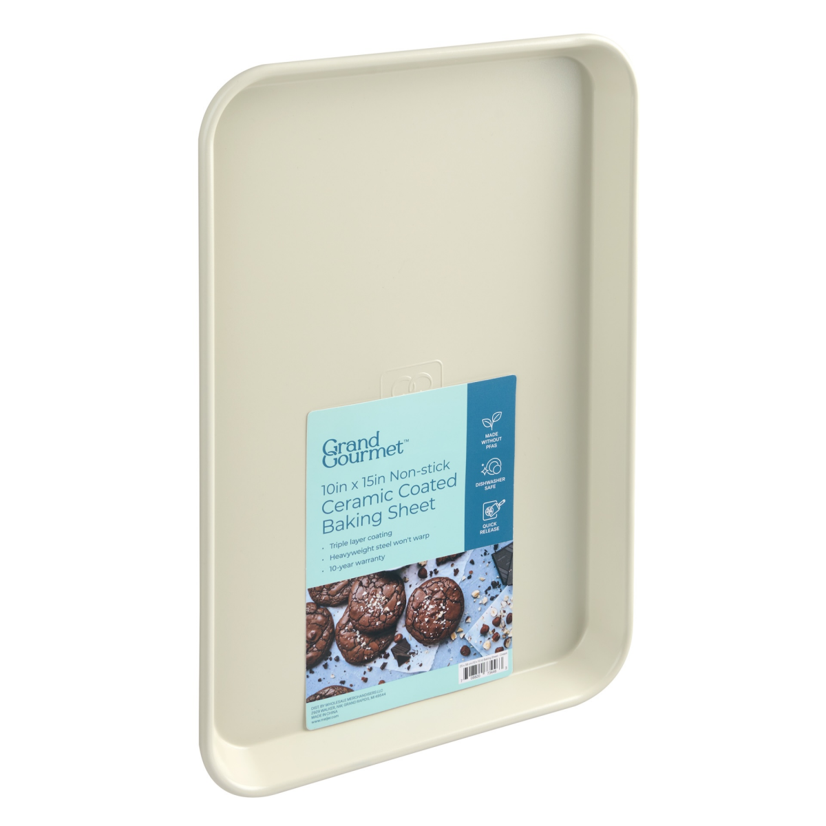 slide 2 of 2, Grand Gourmet Non-Stick Ceramic Coated 10in x 15in Baking Sheet (Cream), 10 in