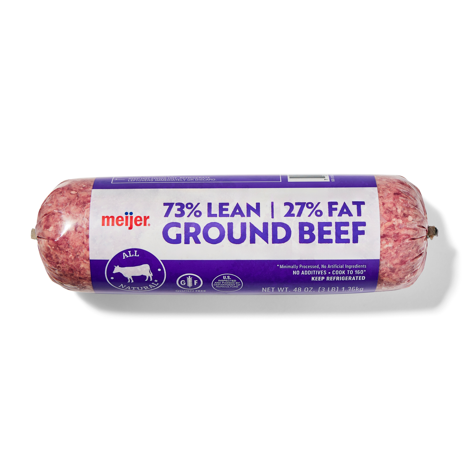 slide 1 of 2, Meijer 73/27 Ground Beef, 3 lb, 3 lb