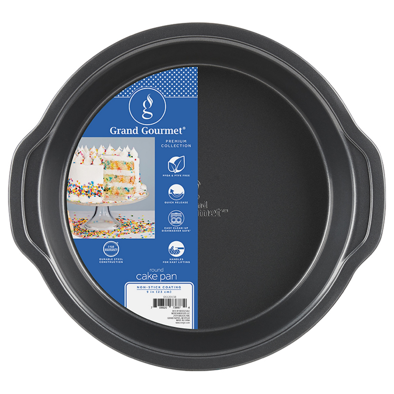 slide 1 of 2, Grand Gourmet Round Cake Pan, Dark Grey, 9", 9 in