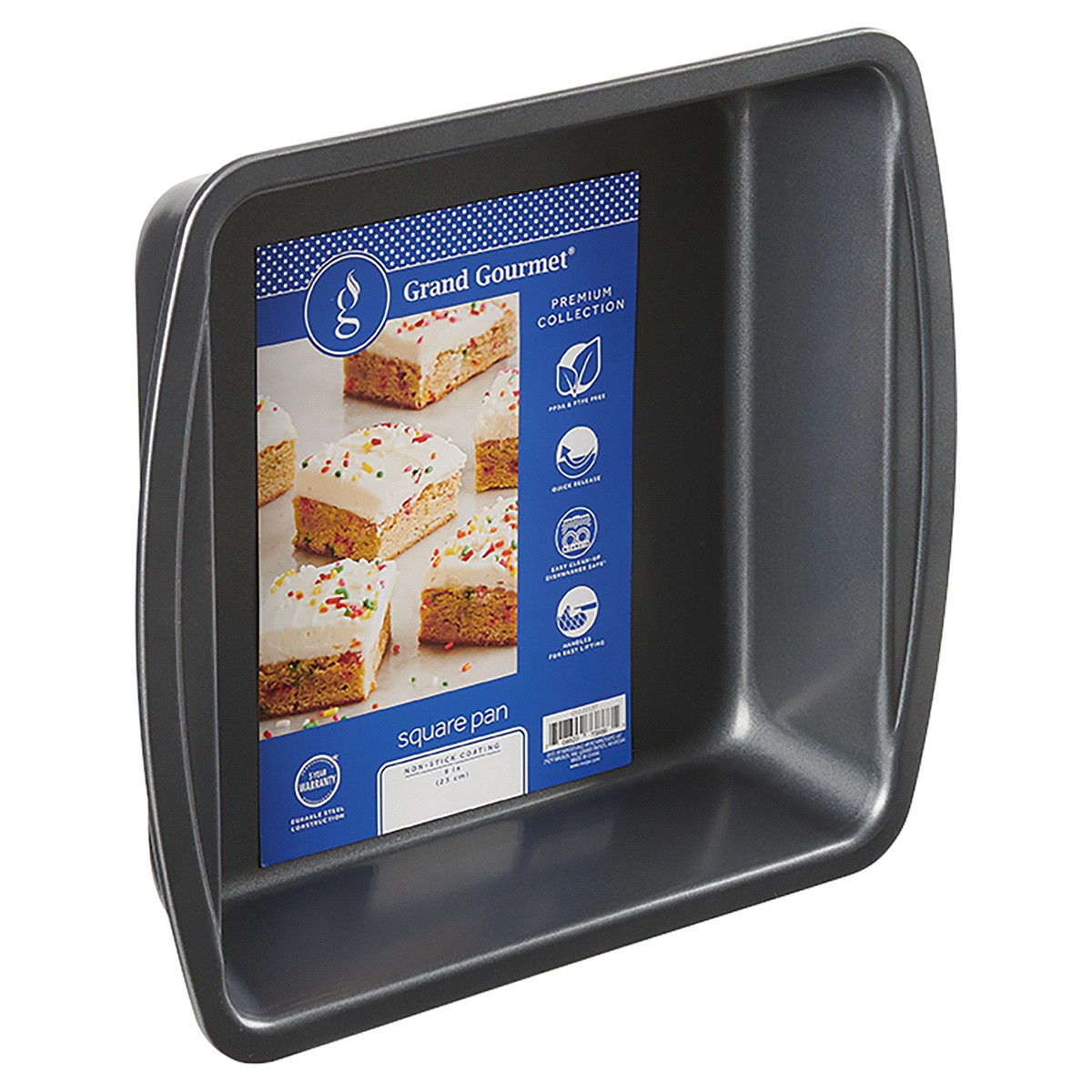 slide 2 of 2, Grand Gourmet Square Cake Pan, Dark Grey, 9", 9 in