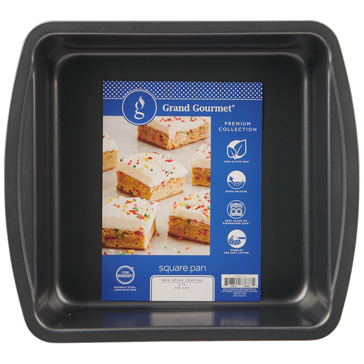 slide 1 of 2, Grand Gourmet Square Cake Pan, Dark Grey, 9", 9 in