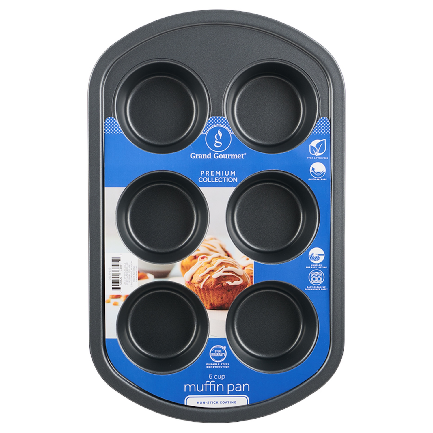 slide 1 of 2, Grand Gourmet Muffin Pan, Dark Grey, 6 ct