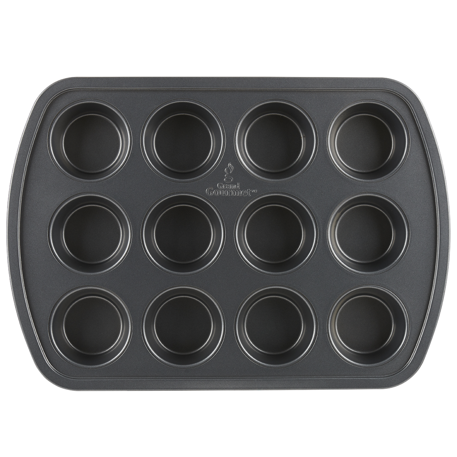 slide 1 of 2, Grand Gourmet Muffin Pan, Dark Grey, 12 ct