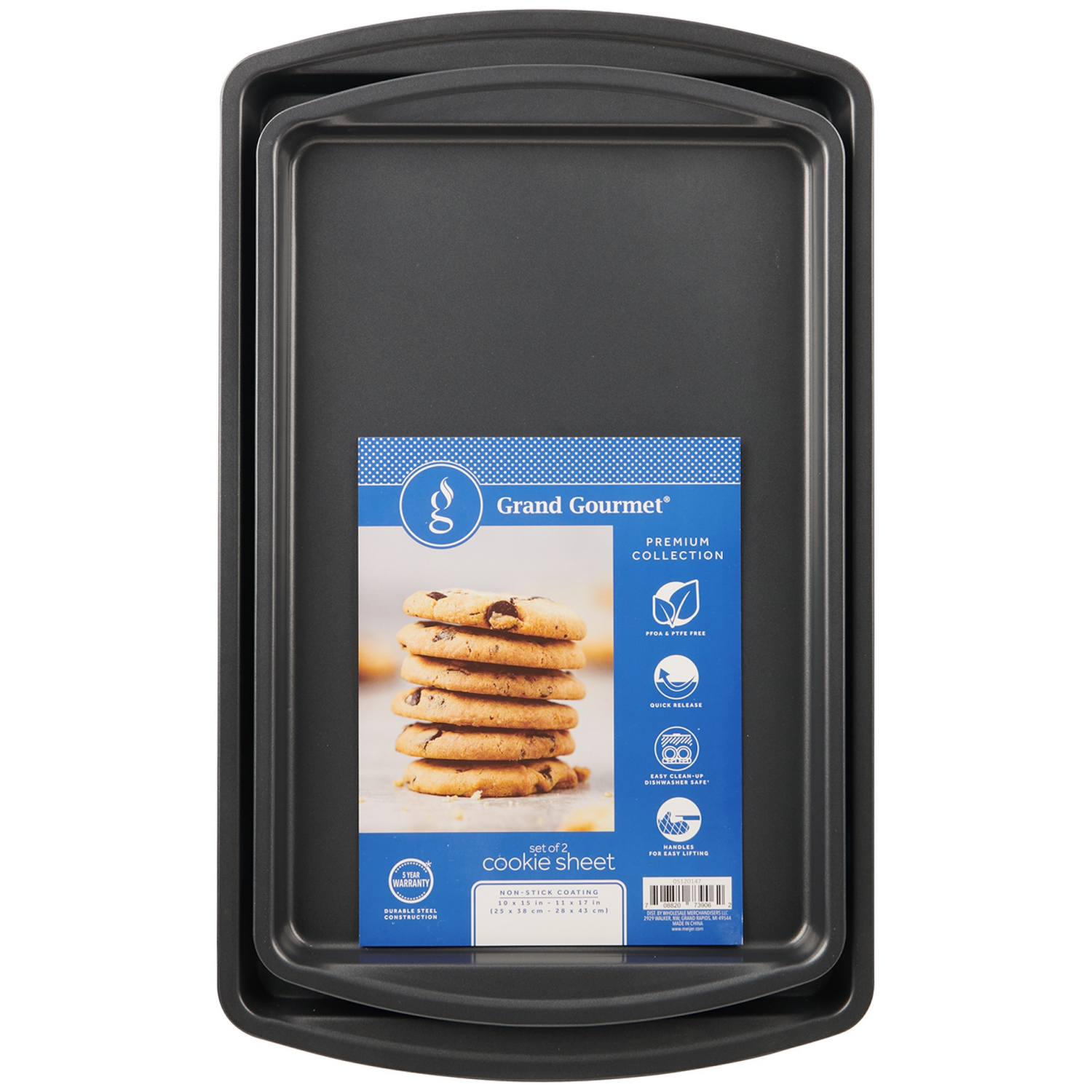 slide 1 of 2, Grand Gourmet Medium & Large Cookie Pan, Dark Grey Set, 2 ct