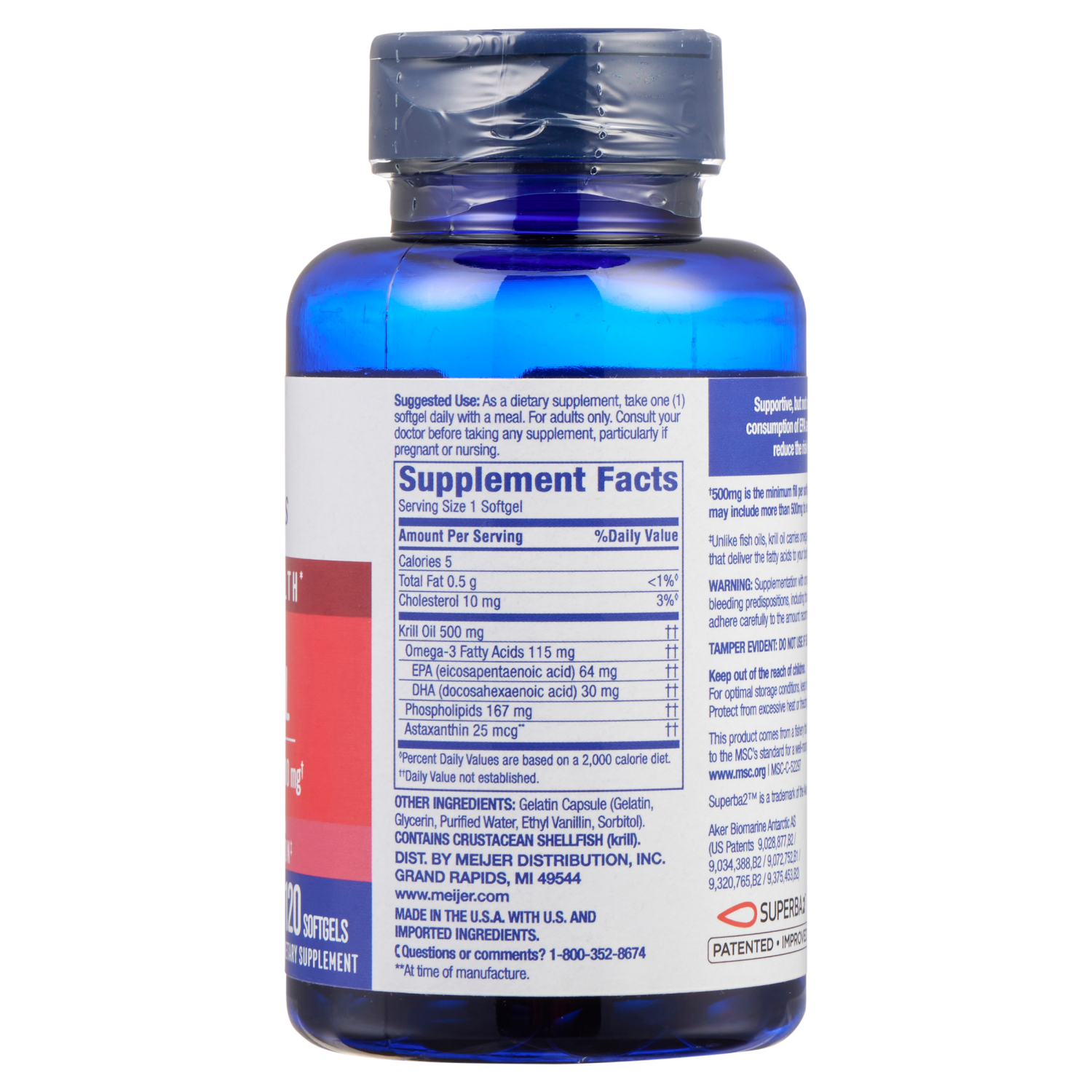 slide 3 of 4, MEIJER WELLNESS Meijer BB Krill, 120 ct; 500 mg