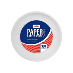 Meijer Basics Coated White Paper Plates 9''